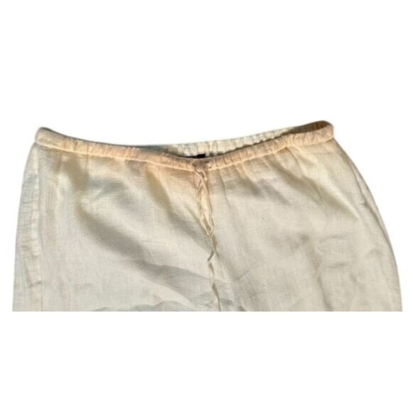 Lafayette 148 Linen Pants Size 14 | Ivory Ombre Hem Coastal Grandma Resortwear - Picture 4 of 6